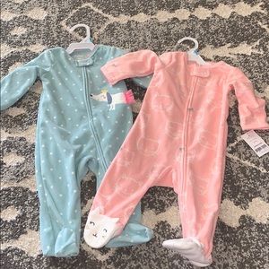 2 Fleece Footie body suits